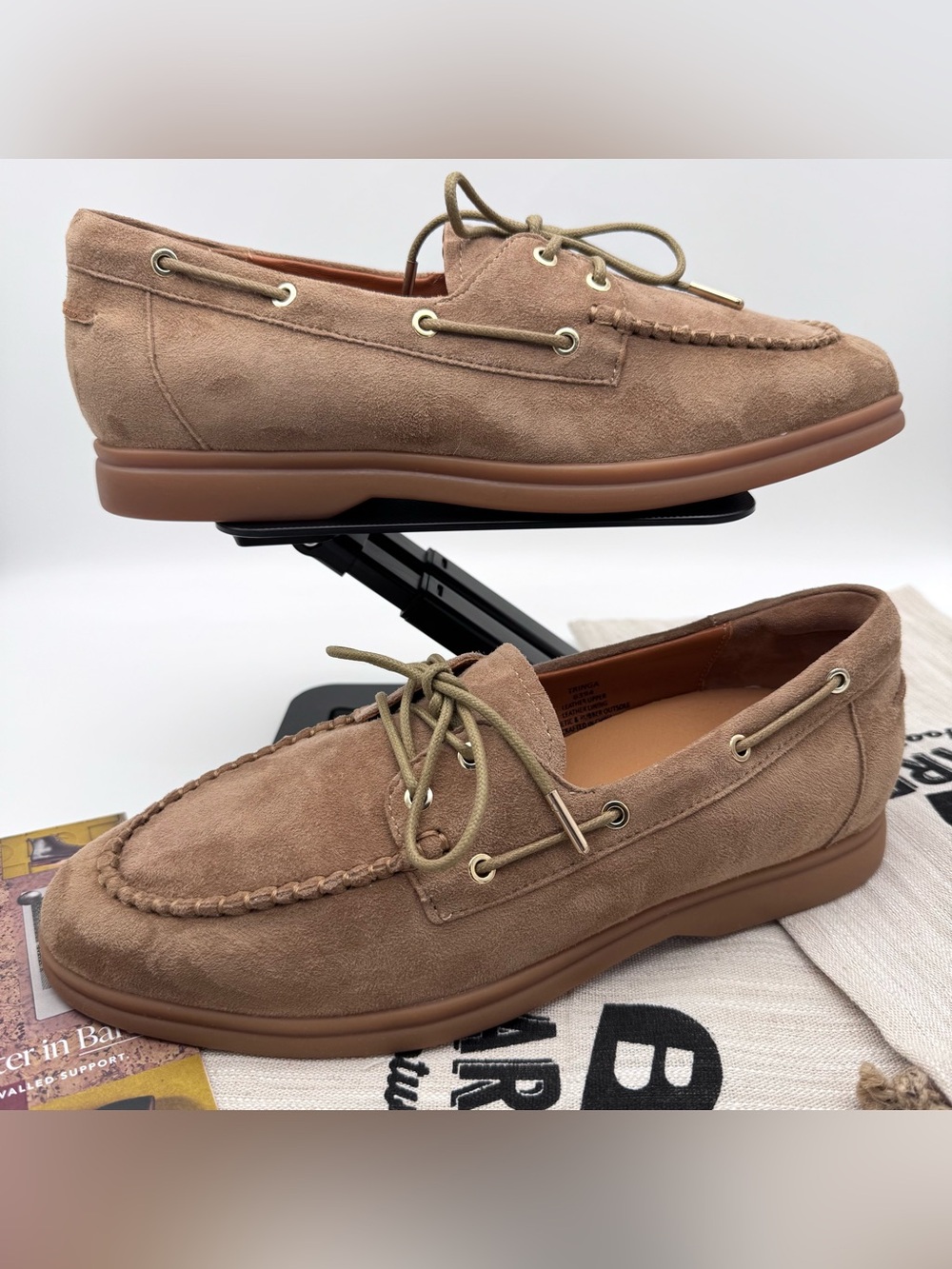 Bared Footwear Tringa Coffee Tan Suede Flat Boat Loafers Women's EU 38 US 7.5-8 - Picture 10 of 15